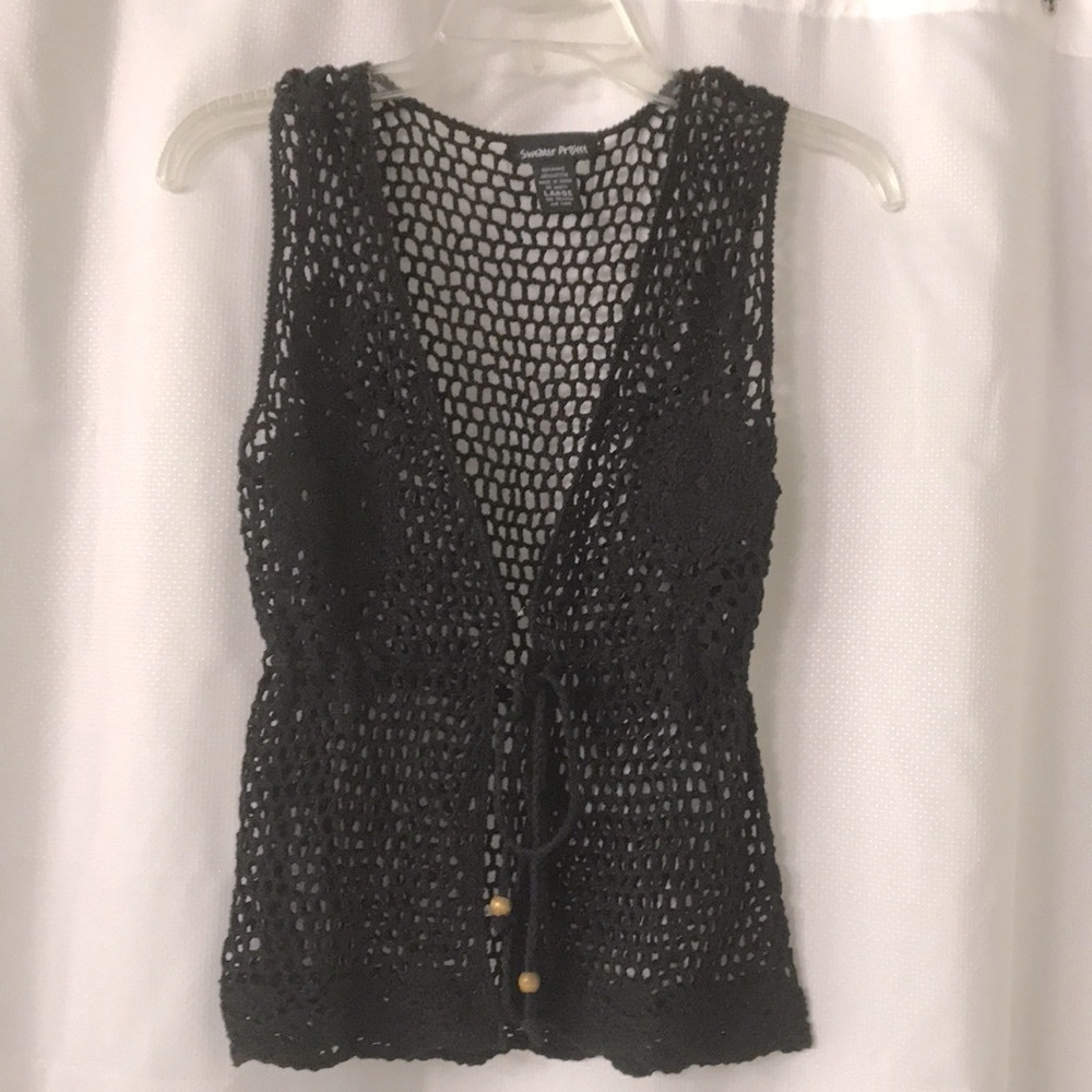 NWOT Black Sleeveless Net Top